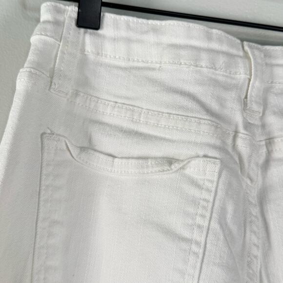 Wisteria Lane White Flared Bell Leg Raw Hem Denim Pants Mid Rise Retro Size M - Picture 8 of 12